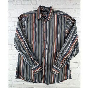 Marc Ecko Cut & Sew Shirt Mens Large Multi Color Striped Long Sleeve Button Down
